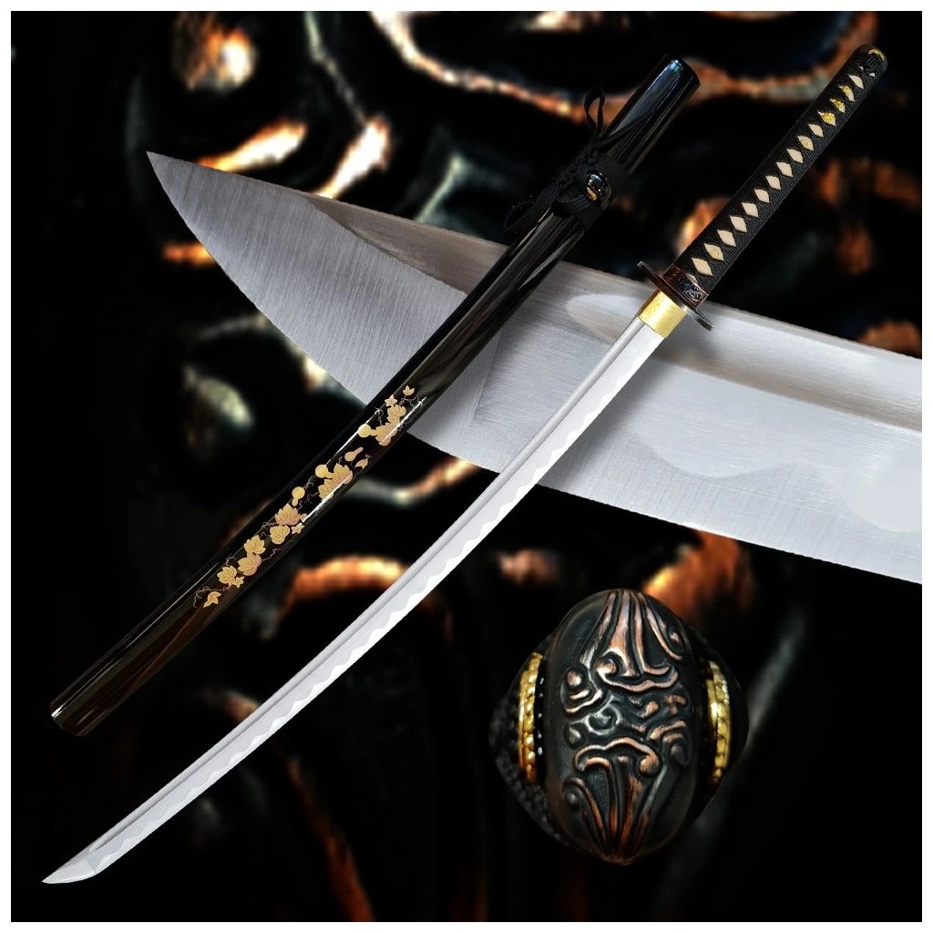 foto Kawashima Dekorativn� me� katana Flowers AISI 1045, kv�tinov� motiv